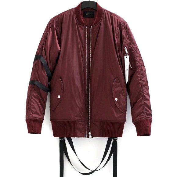 STAMPD Burgundy Men's Strapped Bomber Jacket – S